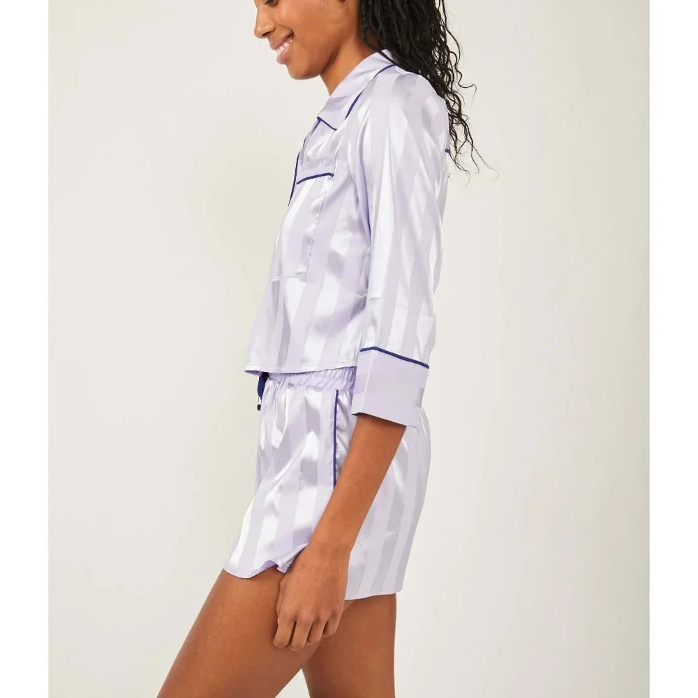 FREE PEOPLE Solid Pillow Talk PJ Set / Violet Frost - Picture 3 of 7